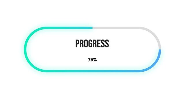 Animated 75 percent infographic elements, Market data analysis of progress report amount on a white theme for presentation design