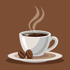 cup of coffee with beans