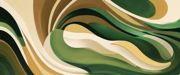 Illustration of  Brown and Green wave abstract painting