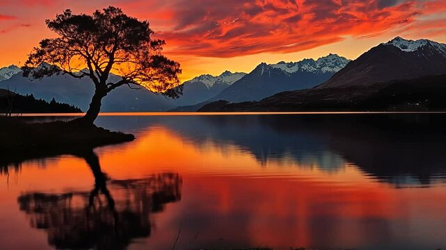 wanaka lone tree at sunset video new zealand timelapse
