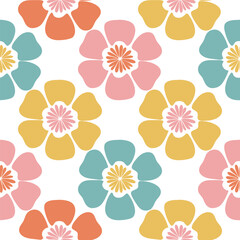 Obraz premium Retro floral tile pattern. Vector illustration pattern background.