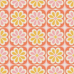 Retro floral tile pattern. Vector illustration pattern background.