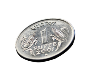 one rupee coin on transparent background 