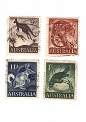 A set of vintage postage stamps from Australia.