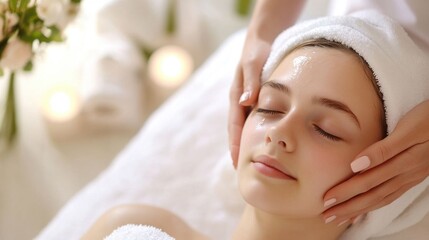 Teen girl enjoys a facial treatment.