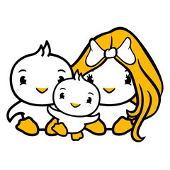 3 Birds Family Parents Mom Dad Three Child Baby Design Lover Art Vector Illustration Card T-Shirt Poster Sticker Graphic Print Decorative Drawing Isolated Logo Decoration Symbol Creative Cool Style
