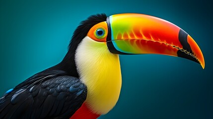 Fototapeta premium Isolated image of a colorful toucan against a neutral background