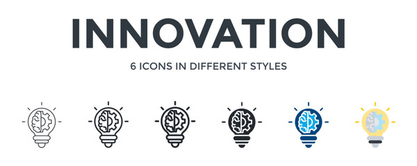 Innovation Icon In Different Style Vector Illustration. Designed In Thin Line, Regular Line, Bold Line, Glyph, Color Fill, And Flat Style Can Be Used For Web