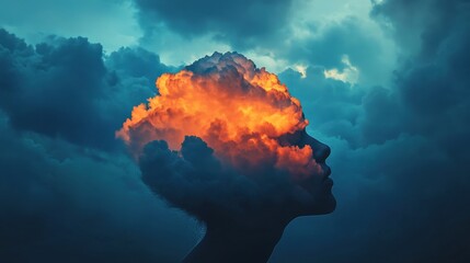Abstract Representation of Human Silhouette with Cloudy Mind