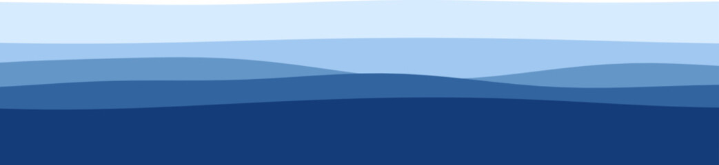 Abstract blue landscape with wavy layers.