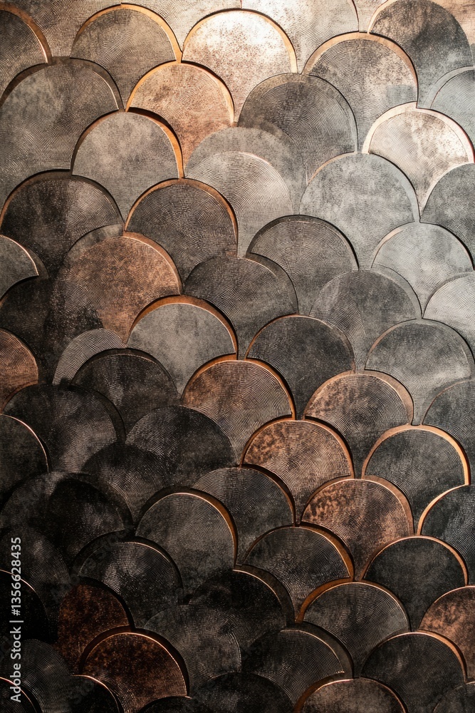 Poster a backdrop showcasing a patterned design with a metallic finish in a circular layout.