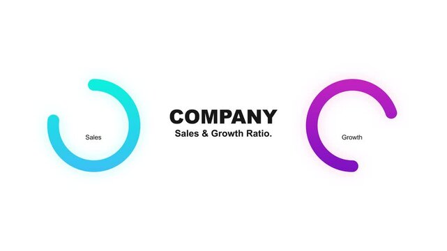 Animated ratio infographic elements, Market data analysis of sales, and growth report white theme for presentation design