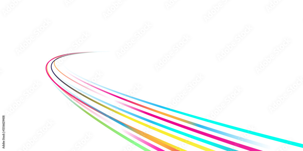 Poster abstract neon color glowing lines element. abstract colorful curved lines on white background. color