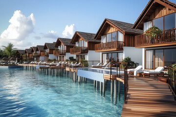 Fototapeta premium Luxurious Overwater Villas with Private Pool in Maldives