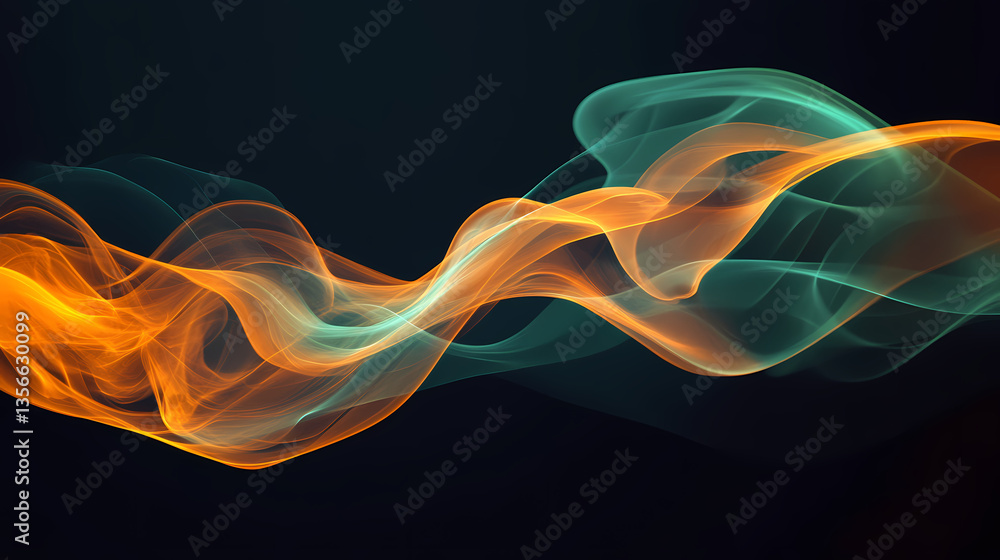 Poster abstract flowing lines: a vibrant abstract artwork showcasing dynamic flowing lines of orange and te