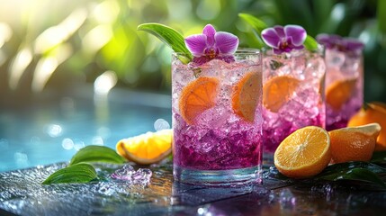 Tropical Purple Cocktails by Poolside Paradise