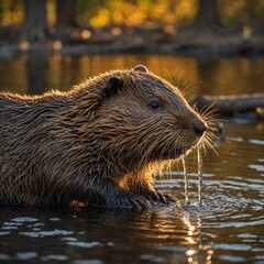 otter on the river
