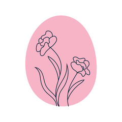 Minimalist illustration of pink Easter egg. For festive, spring and celebration designs.