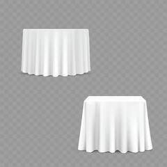 White Tablecloths on Round and Square Tables. Vector