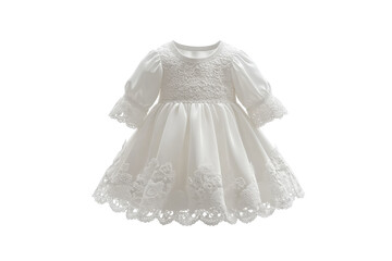 A Pristine White Christening Gown, Exquisitely Adorned With Delicate Lace Detailing, A Symbol Of...