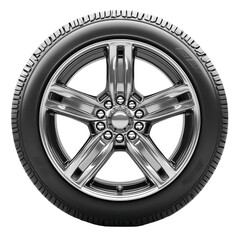 Obraz premium Chrome wheel and black tire close up shot isolated on transparent background