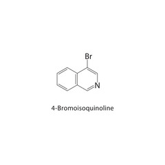 Fototapeta premium 4-Bromoisoquinoline skeletal structure. Halogenated isoquinoline compound schematic illustration. Simple diagram, chemical formula.