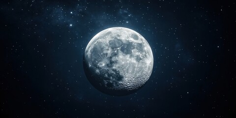 Obraz premium Stunning full moon illuminated against starry night sky with cosmic background