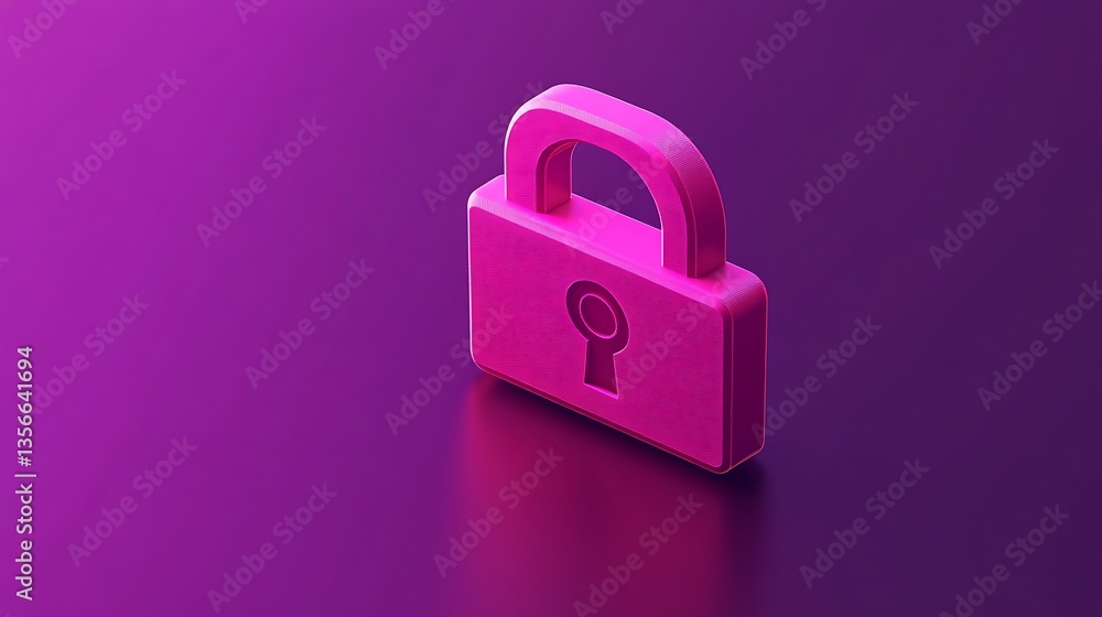 Poster bright pink padlock icon on gradient background symbolizing security and protection in digital conte