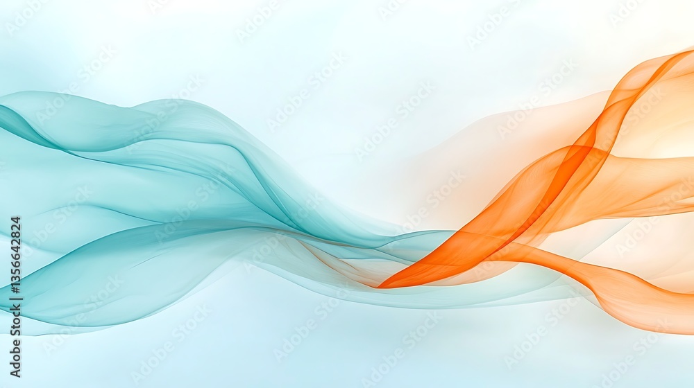 Poster abstract digital art colorful waves flowing in a soft atmospheric and aesthetic viewpoint