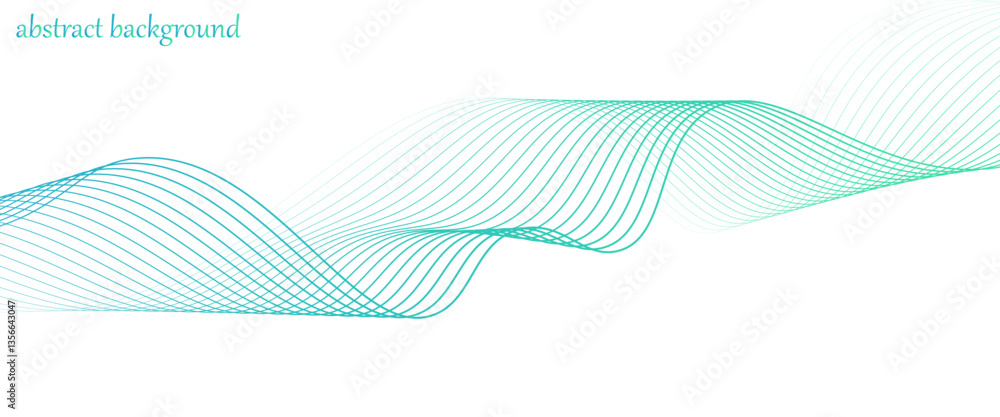 Poster abstract blue smooth wave on a white background. dynamic sound wave. design element. vector illustra