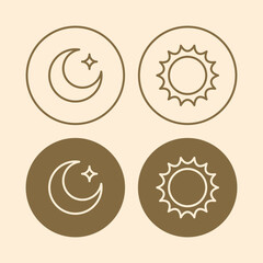 Day and Night Mode Icon. Sun and Moon Symbol for Light and Dark Mode Switch.