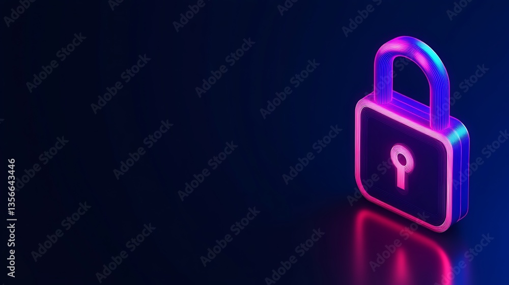 Aufkleber colorful neon lock with keyhole on dark background representing security and privacy in digital age