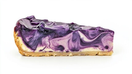 Close-up of a blueberry cheesecake slice.