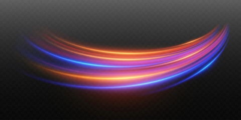 Abstract light lines of movement and speed, neon effect.