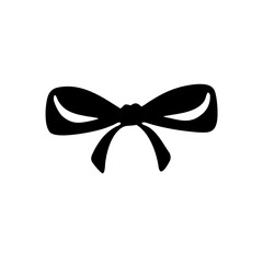 Black Ribbon Bow Icon in Simple Design  