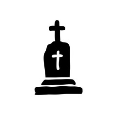 Black gravestone with cross symbolizing remembrance and loss  