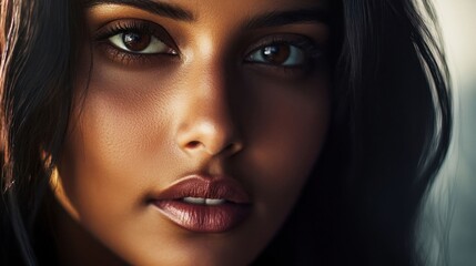 Close-up portrait of a confident woman.