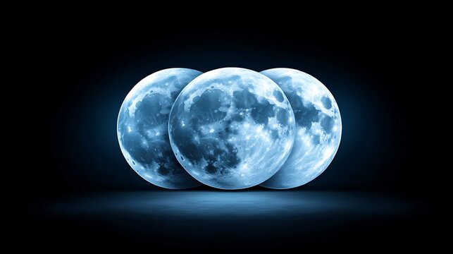 Celestial event stunning triple full moon display night sky digital art cosmic vibe