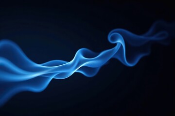 Abstract futuristic technology innovation concept with a 3D illustration of a smoke wave curve swirl flow in blue overlay effect on an isolated black background,  technology,  backgrounds