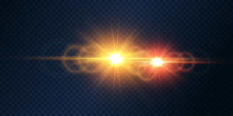 Obraz premium Bright light effect of explosion. Star flash and lens lens.