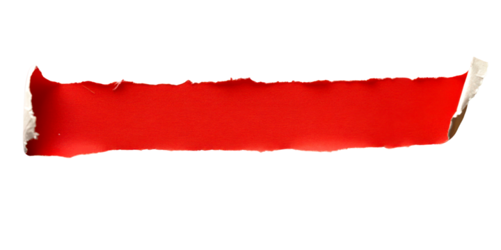 Long Horizontal Red Tape Ideal for Memo Text Applications Isolate on Transparent Background, cutout, png
