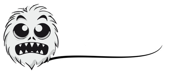 Scary Furry Monster Face with Sharp Teeth - Halloween Vector Art