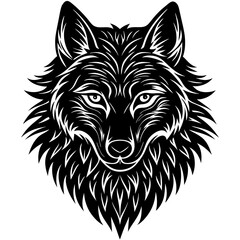 Fototapeta premium Wolf's Stare: A bold, monochrome artistic rendition of a wolf's gaze. The intricate linework brings the wolf's piercing eyes to life. 
