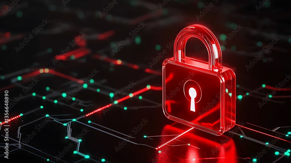 Aufkleber digital security concept with glass lock and circuit board background for cybersecurity and privacy 