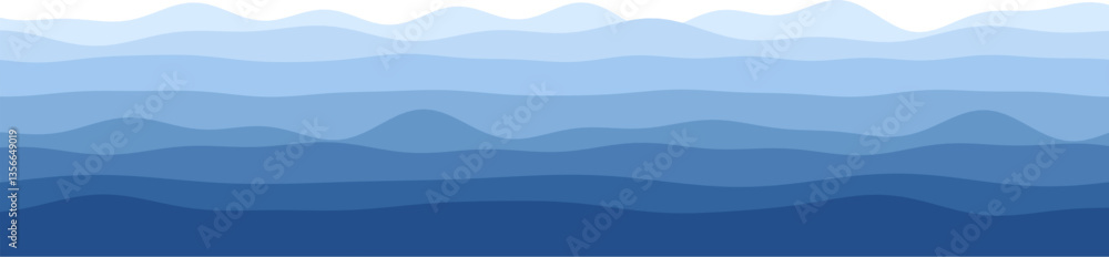 Poster abstract blue wave patterns in layered ocean-inspired design.
