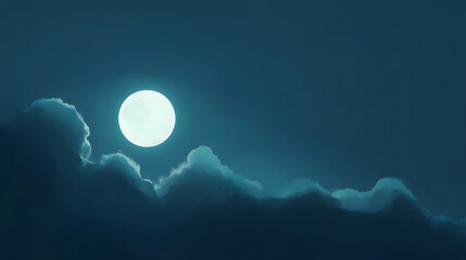Obraz premium moon, sky, night, clouds, cloud, dark, space, full, nature, light, moonlight, blue, planet, stars, star, water, black, sea, landscape, cloudscape, lunar, bright, astronomy, fantasy, halloween