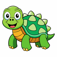 Joyful Turtle's Cheerful Charm: An adorable cartoon turtle exudes playful vibes and happiness, radiating positivity and good times.