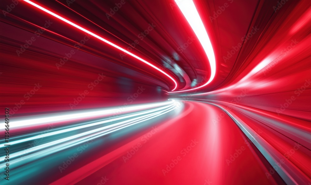 Poster dynamic abstract light trails in red and blue colors creating a sense of motion