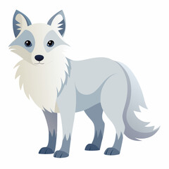 Obraz premium Arctic Fox Illustration: A charming arctic fox, its fluffy white coat and alert gaze, illustrated against a clean background, captures the serene beauty of a cold environment.