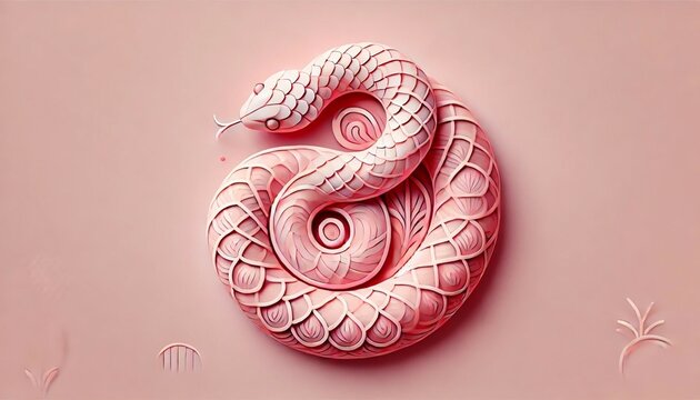 Modern Pink Coiled Snake Illustration